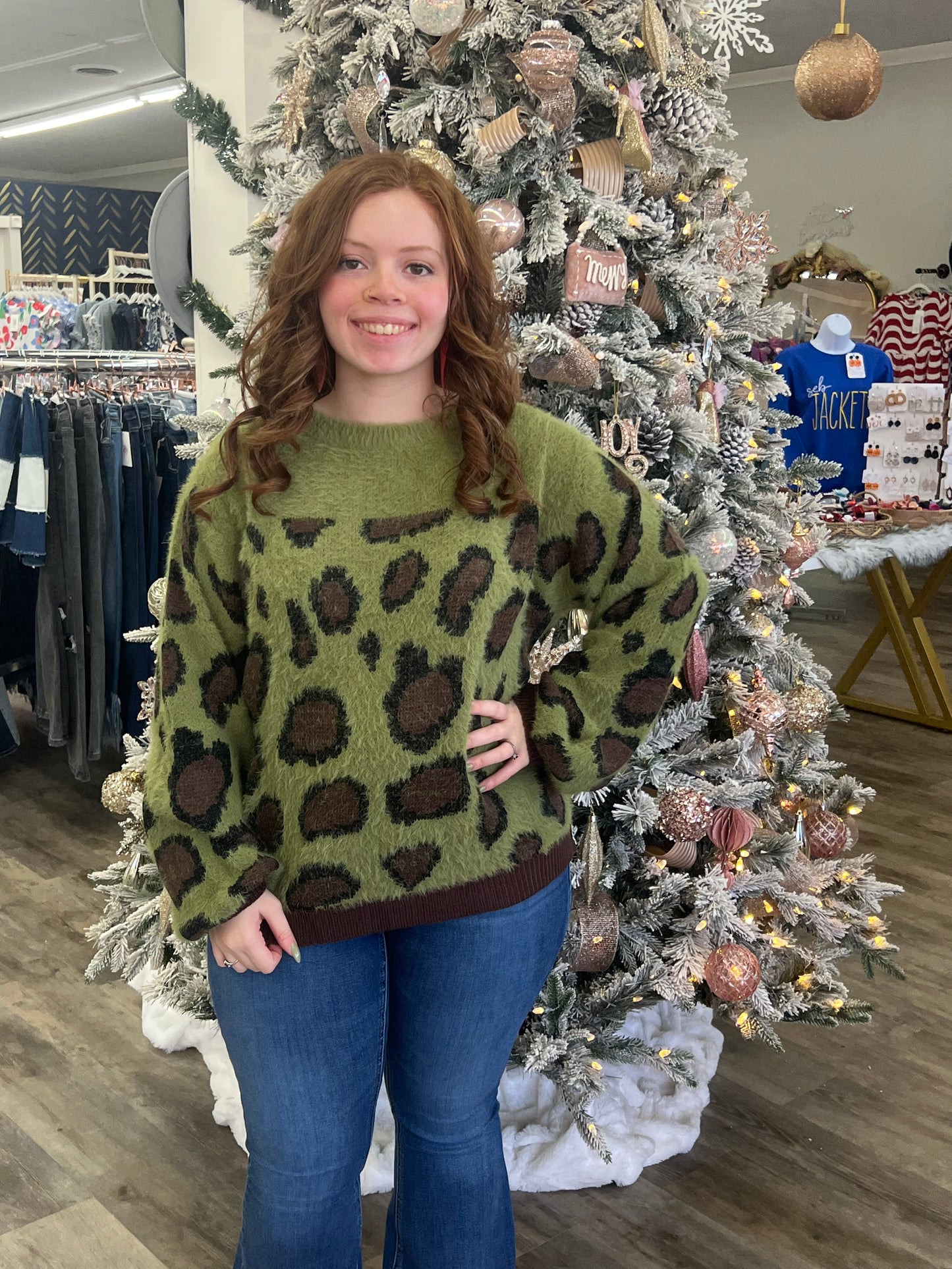 Olive Animal Print Sweater