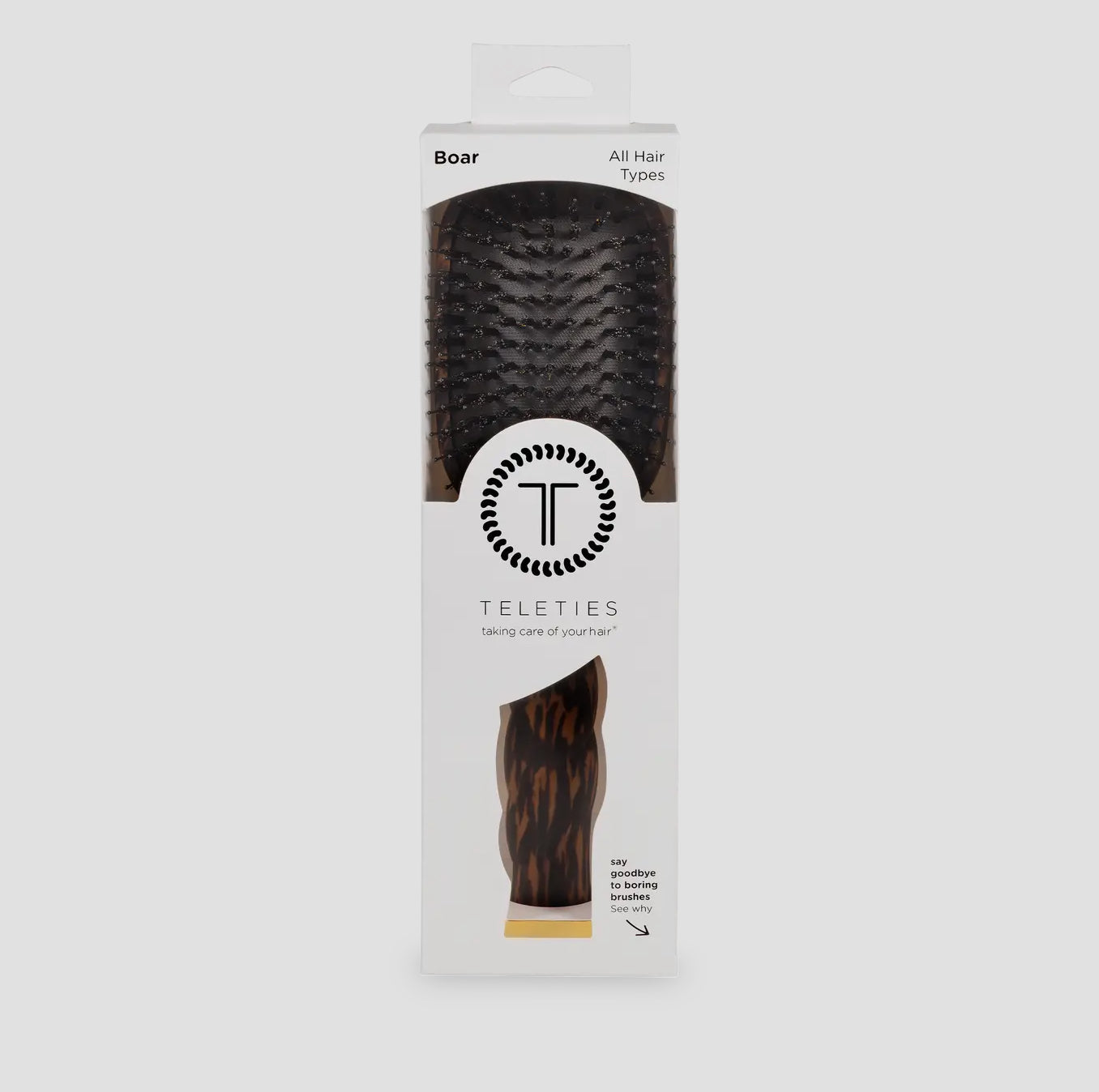 TELETIES Tan Boar Bristle Hair Brush