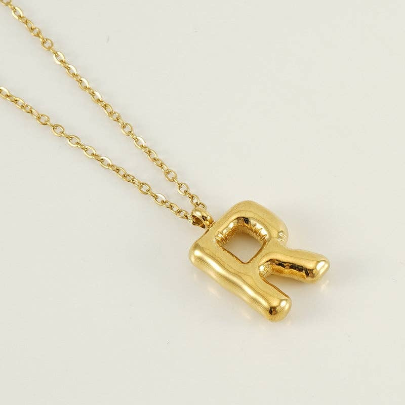 Bubble Initial Gold-Plated Stainless Steel Necklace