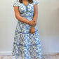 Blue Floral Print Tiered Dress