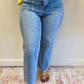 High Rise Crop Slim Wide Leg Jeans