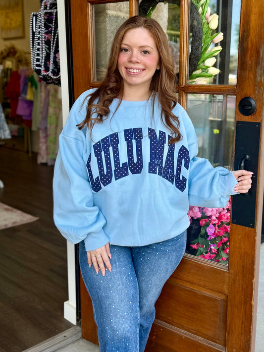 Light Blue & Navy Lulu Mac Polka Dot Sweatshirt