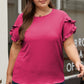 Plus Hot Pink Ruffle Top