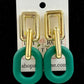 Green & Gold Chunky Chain Earrings
