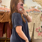 Navy Chenille Waffle Knit Sweater Top