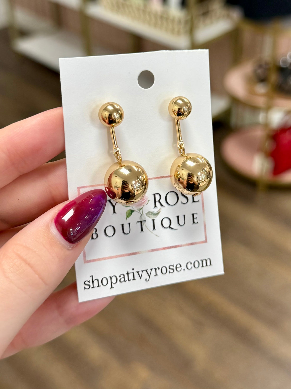 Gold Bead Dangle Earrings