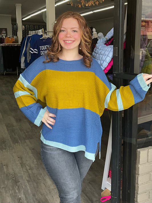 Plus Indigo Stripe Sweater