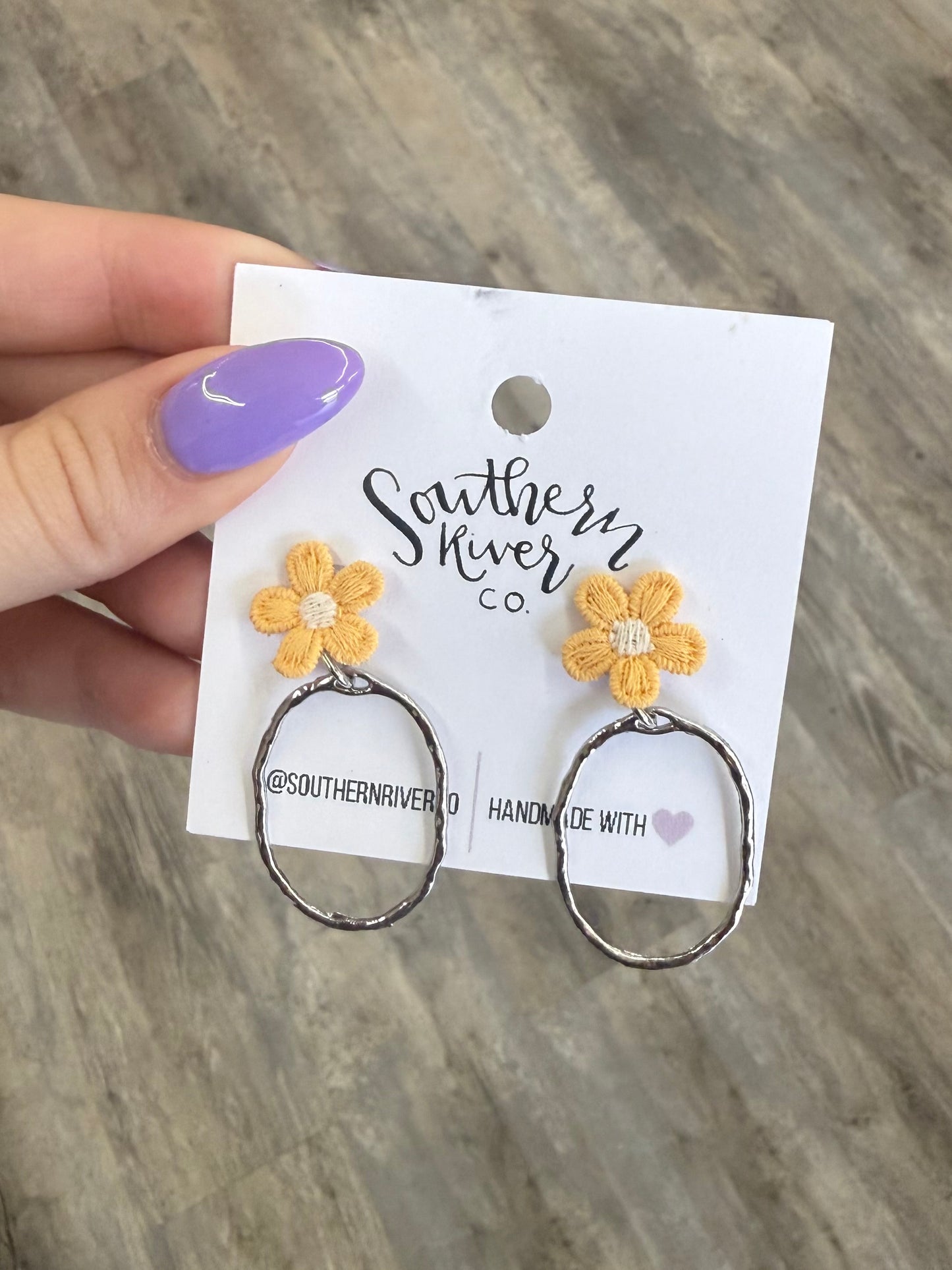 Dark Yellow Crochet Flower Dangles