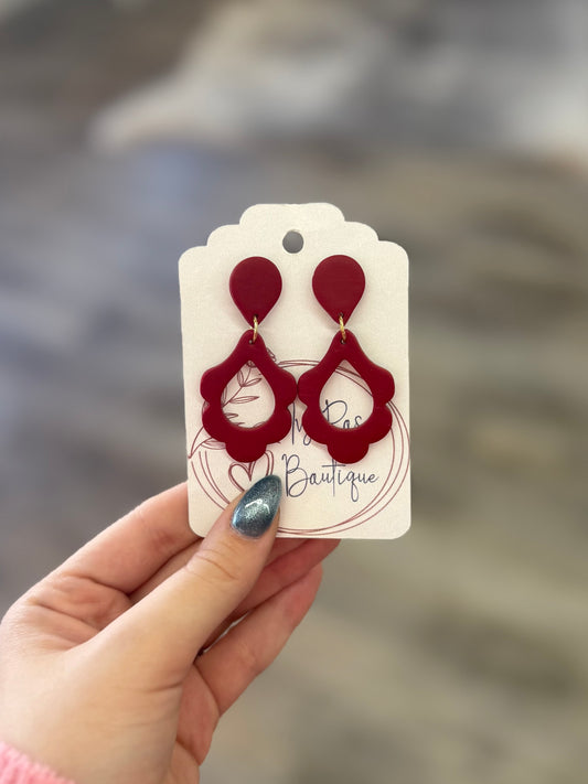 Red Dangle Teardrop Earrings