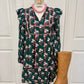 Hunter Green Ruffled Shoulder Floral Dress
