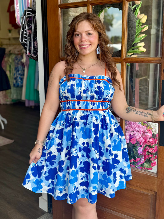 Royal Blue Ruched Mini Dress