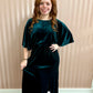 Dark Green Velvet Flutter Sleeve Dress