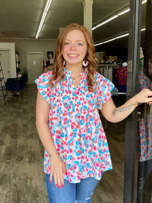 Multi Color Abstract Top