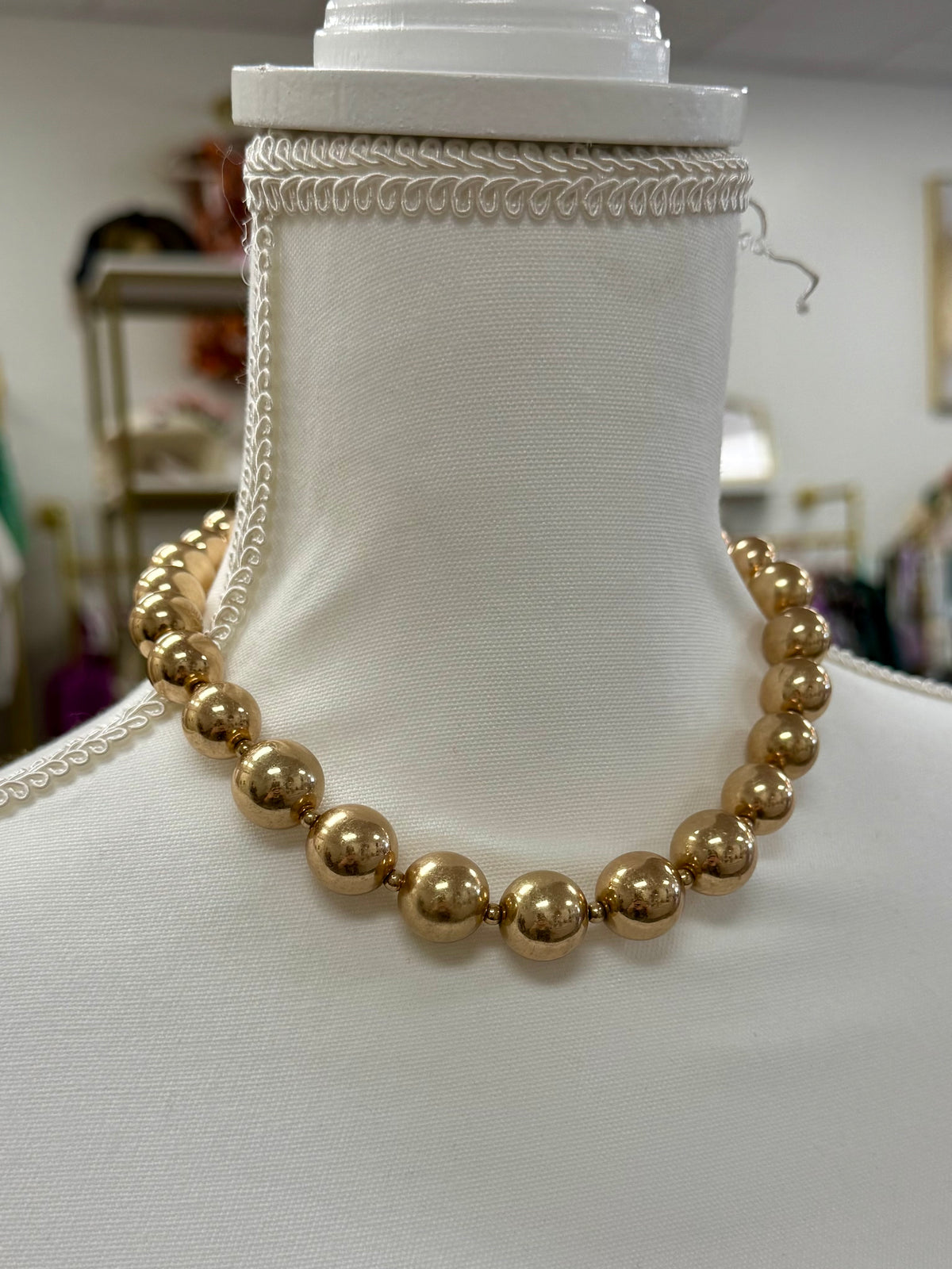 Large Gold Bead Necklace