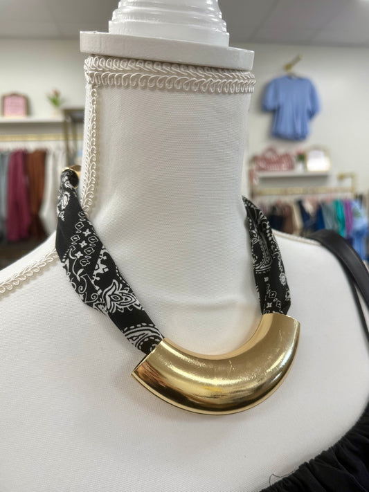 Hart Designs Black Bandana w/ Gold Slide Necklace