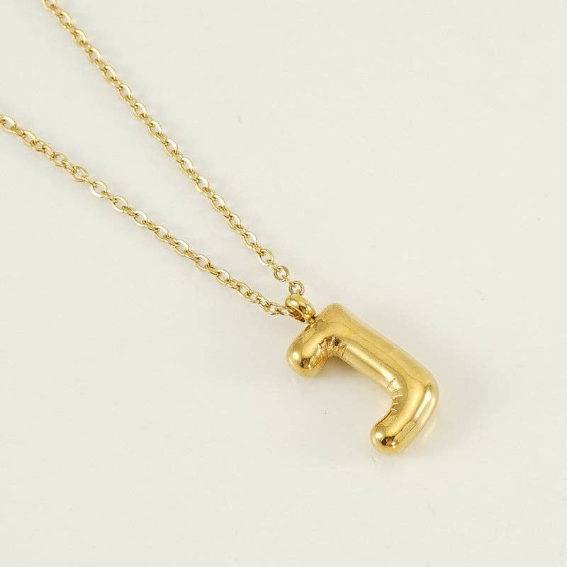 Bubble Initial Gold-Plated Stainless Steel Necklace