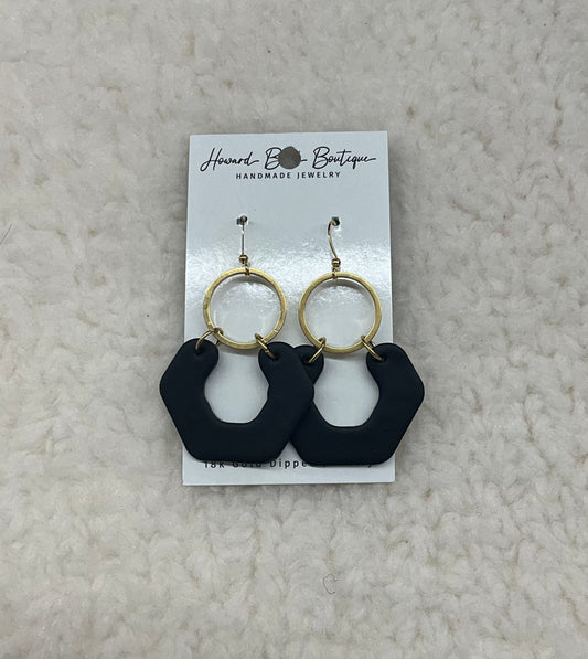 Black & Gold Dangle Earrings