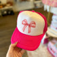 Hot Pink And White Bow Trucker Hat