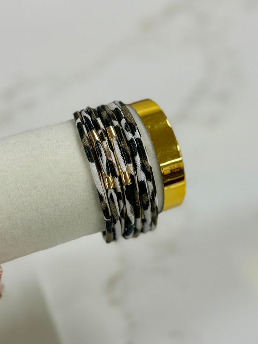 White Cheetah Magnetic Clasp Bracelet