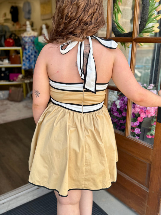 Taupe Halter Fit & Flare Mini Dress