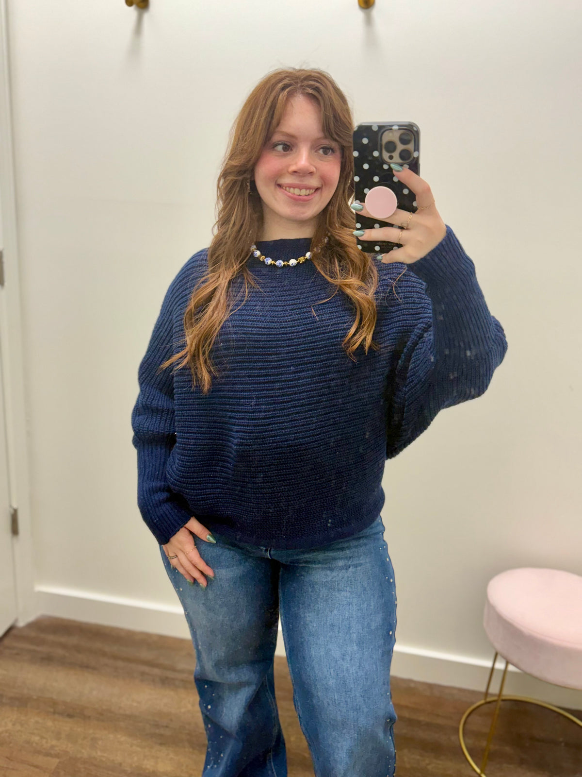 Navy Airy Dolman Sweater