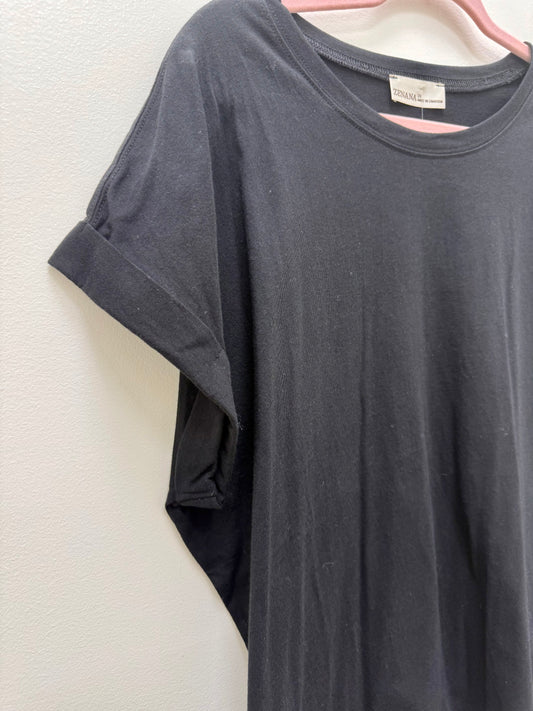 Plus Black Folded Sleeve Top
