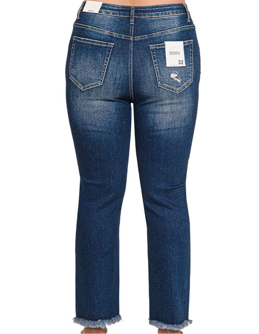 Z Plus High Rise Straight Raw Hem Cropped Jeans