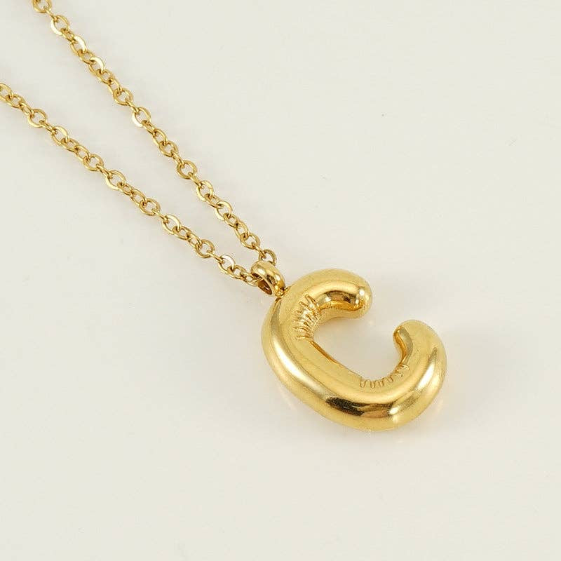 Bubble Initial Gold-Plated Stainless Steel Necklace