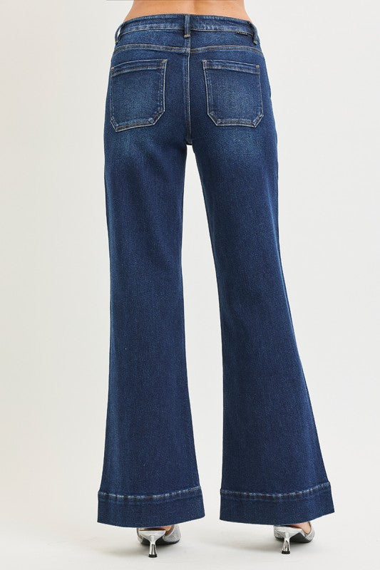 Tummy Control Hi Rise Wide Flare Jeans