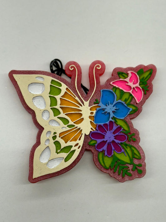 Pink Floral Butterfly Car Freshie - Diva