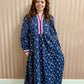 Blue Floral Contrast Midi Dress
