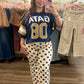 Navy Polka Dot Wide Straight Leg Pants