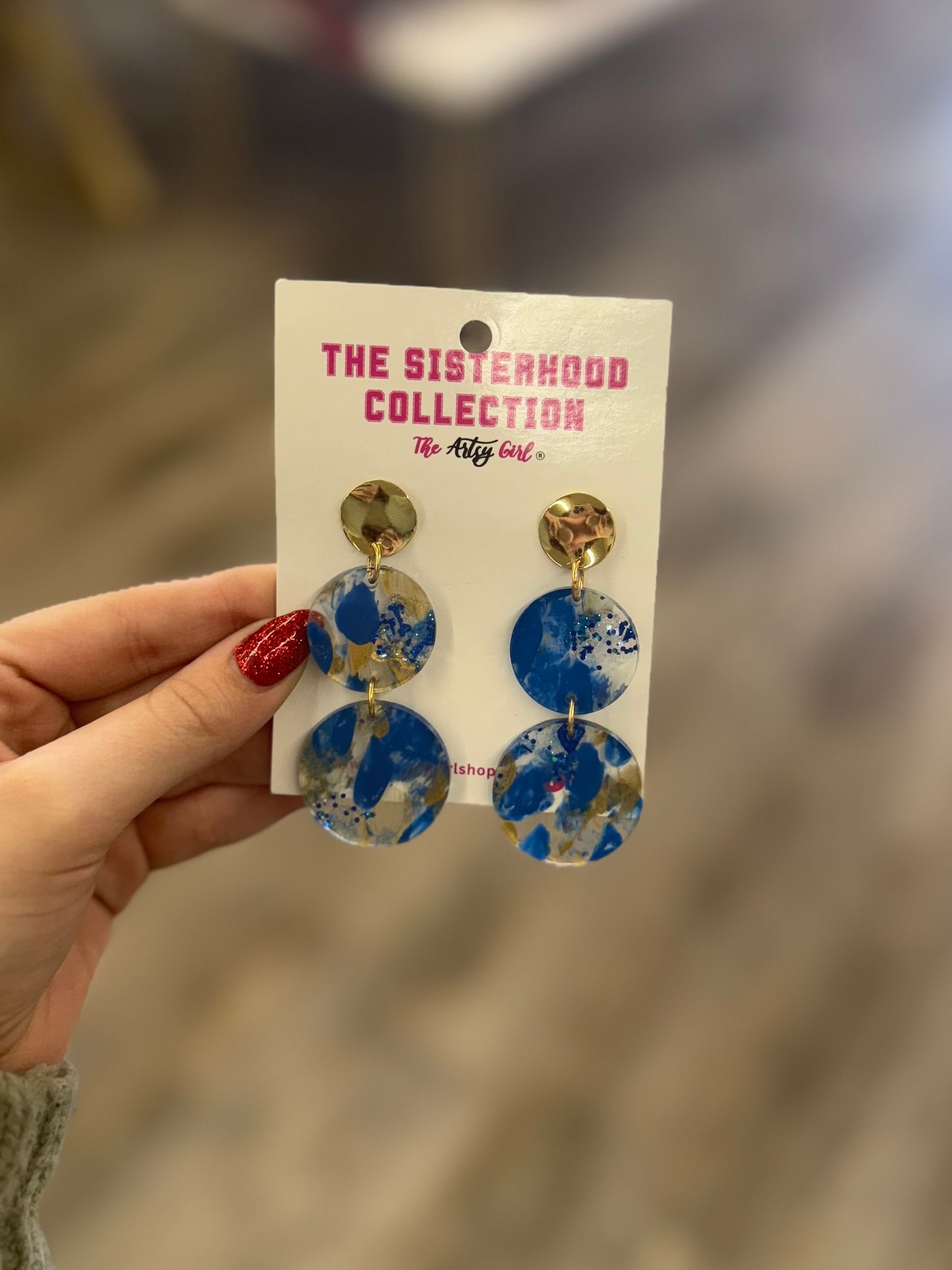 Blue & Gold Dangle Earrings - The Artsy Girl