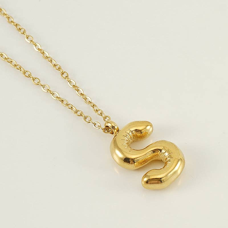 Bubble Initial Gold-Plated Stainless Steel Necklace