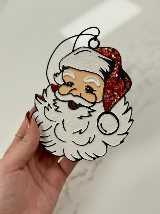 Red Glitter Santa Freshie - Blue Jeans