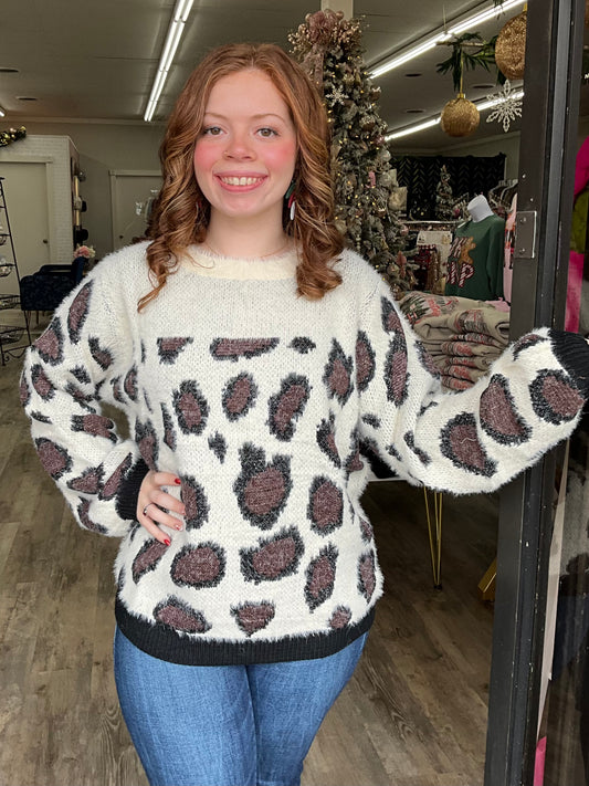 Cream Animal Print Sweater