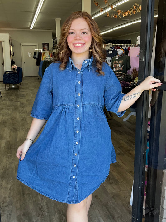 Denim Pleated Dress