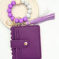 Purple Beaded Bracelet Keychain Wallet