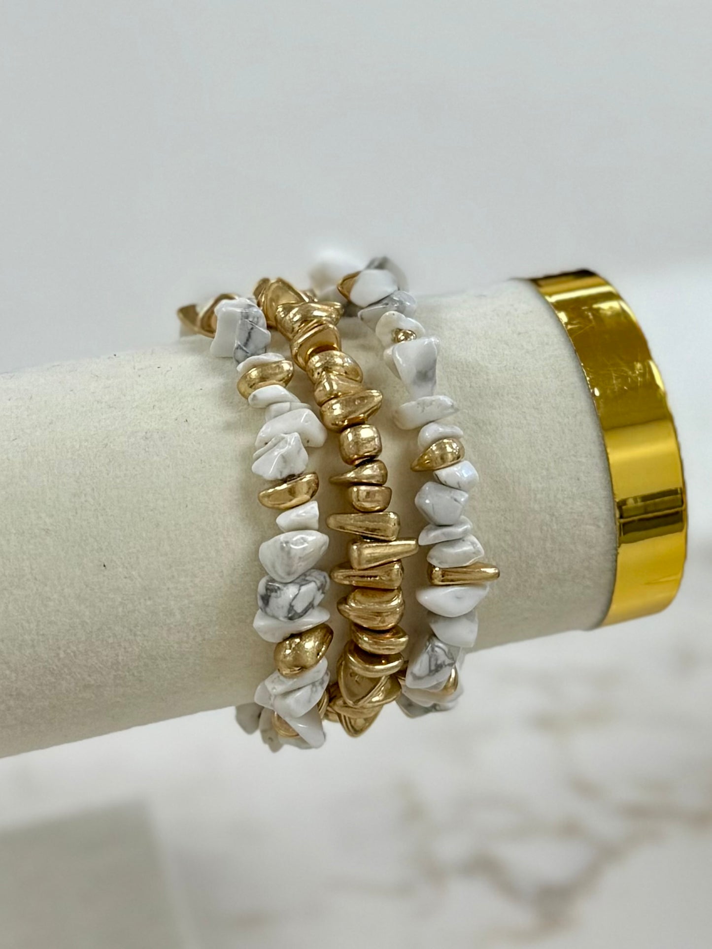 White Mixed Stone Bracelet Set
