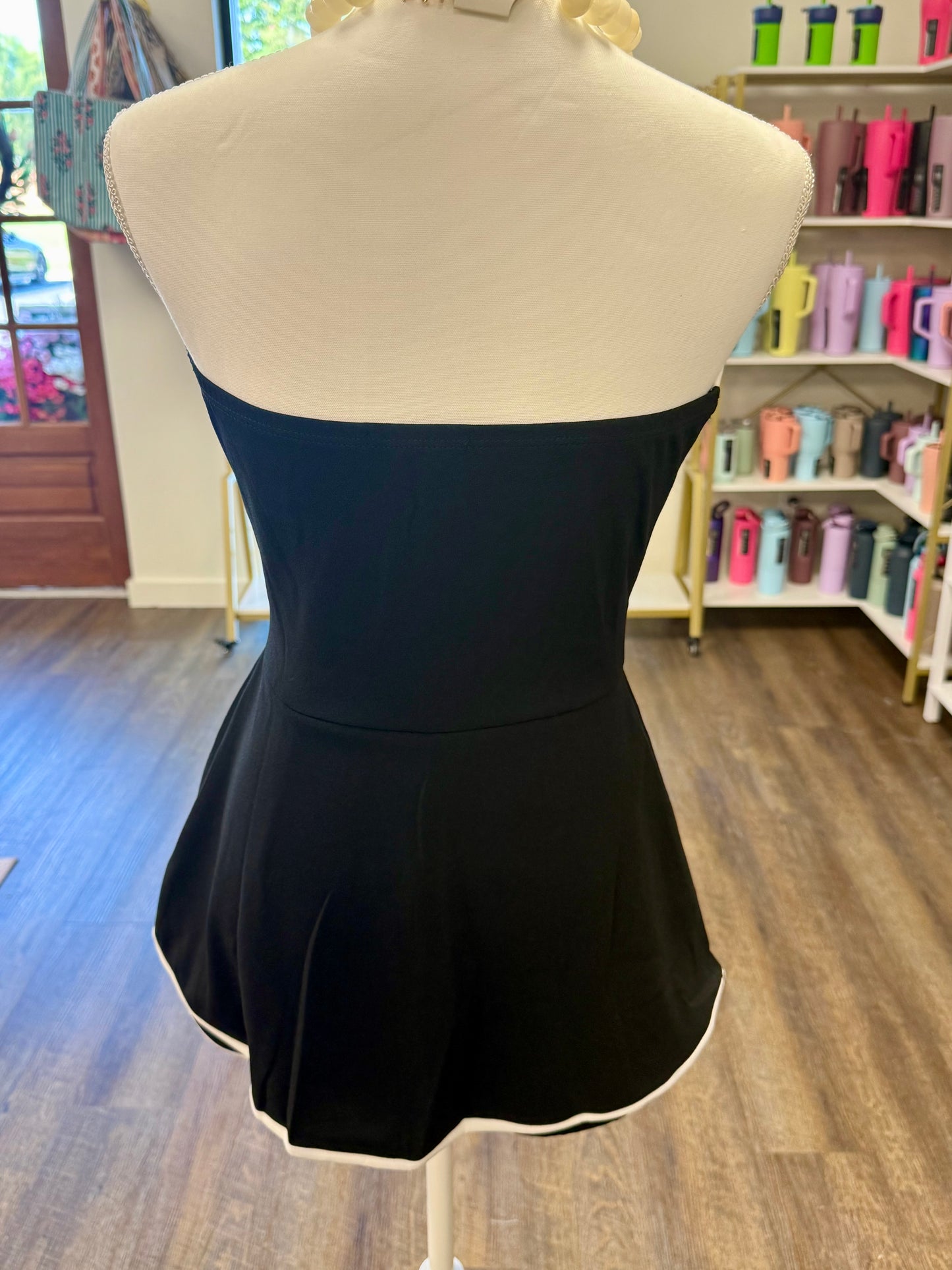 Black Chic Contrast Trim Strapless Romper