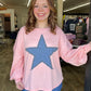 Pink Star Studded Long Sleeve Top