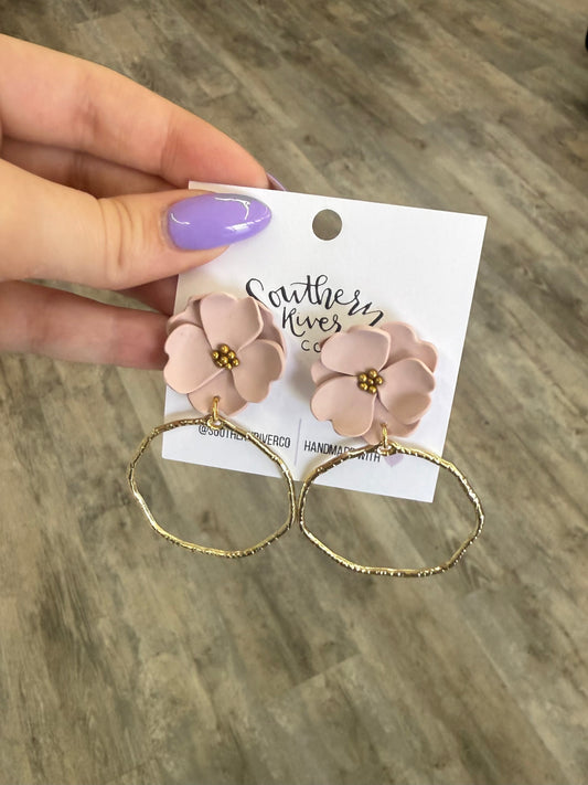 Blush Flower Gold Dangles