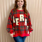 Merry Side Bow Patch Plaid Sweatshirt