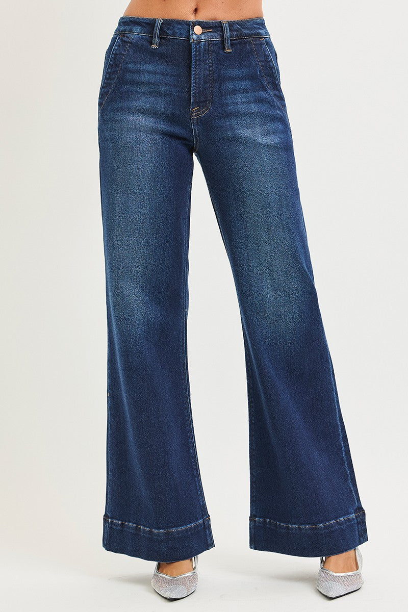 Tummy Control Hi Rise Wide Flare Jeans