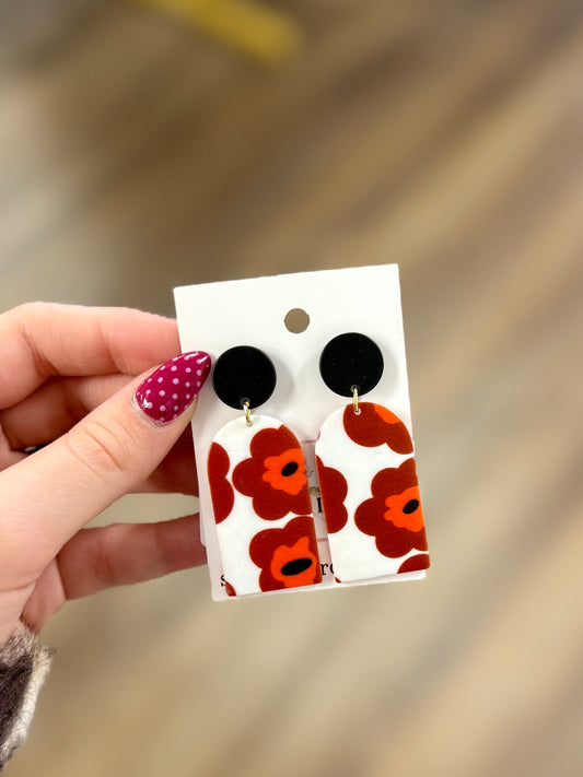 Rust Floral Drop Earrings