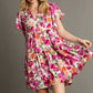 Floral Print Tiered Dress with Ruffle Sleeve