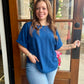 Navy Textured Woven Top