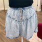 Light Washed Chambray Button Down Flare Shorts