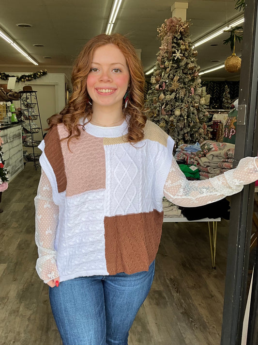 Colorblock Textured Sweater Top