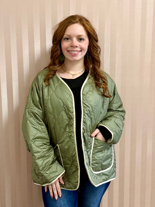 Olive Reversible Jacket with Pockets